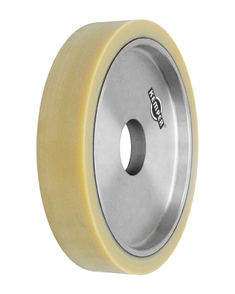 ELAX® V, Contact wheels for belt grinding. Contact Wheels with grooved cushion, elastic foam cushion, made of foam flaps.