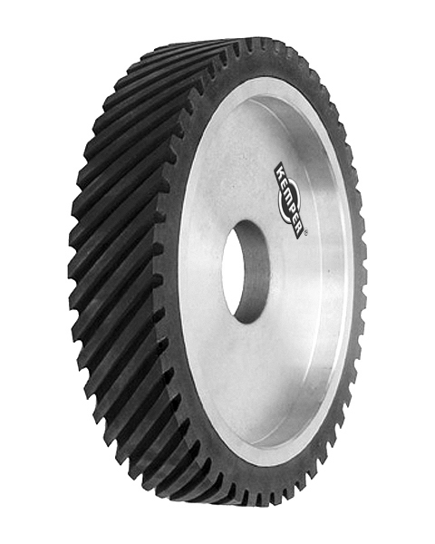 ELAX® GOL, Contact wheels for belt grinding. Contact Wheels with grooved cushion, elastic foam cushion, made of foam flaps.