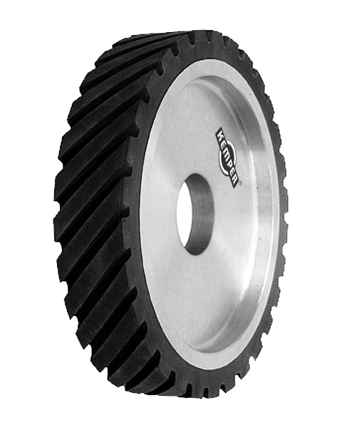 ELAX® GOR, Contact wheels for belt grinding. Contact Wheels with grooved cushion, elastic foam cushion, made of foam flaps.
