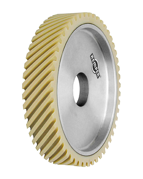 ELAX® VL, Contact wheels for belt grinding. Contact Wheels with grooved cushion, elastic foam cushion, made of foam flaps.
