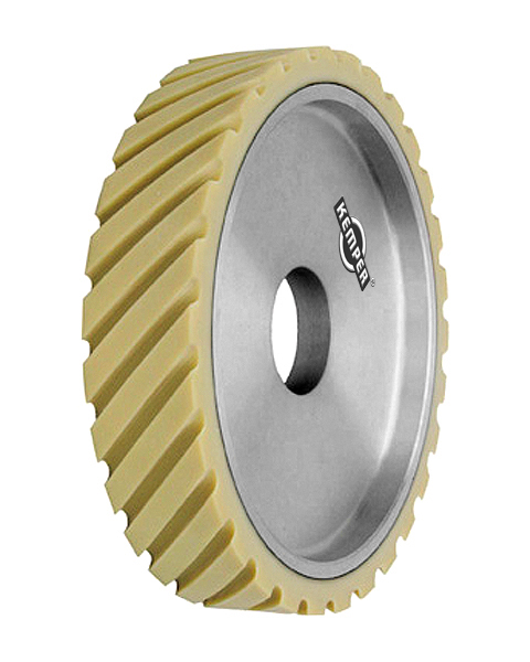 ELAX® VR, Contact wheels for belt grinding. Contact Wheels with grooved cushion, elastic foam cushion, made of foam flaps.